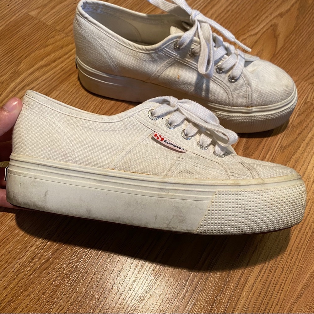 White platform Supergas Urban Outfitters size 7